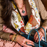 Brass YGP Labradorite Berry Clover Double Sided Pendant