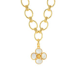 Brass YGP MOP Berry Clover Double Sided Pendant