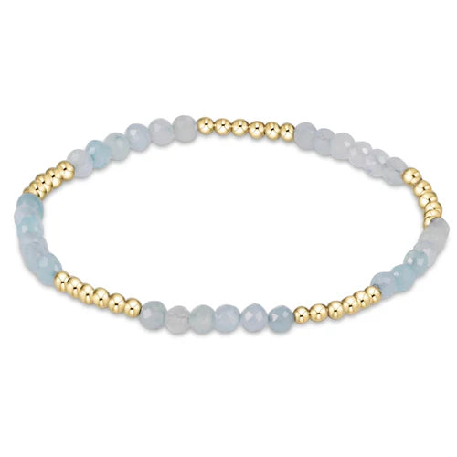 14K Yellow Gold Filled 2.5mm Beaded 3mm Aquamarine Bracelet