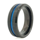 Blue Line & Black Tungsten Wedding Bands - Walter Bauman Jewelers