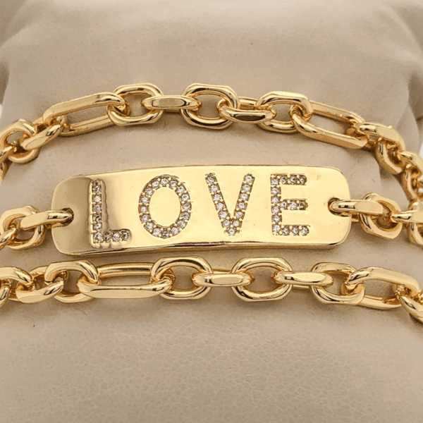 Brass YGP CZ Love Wrap Round Link Bracelet - Walter Bauman Jewelers