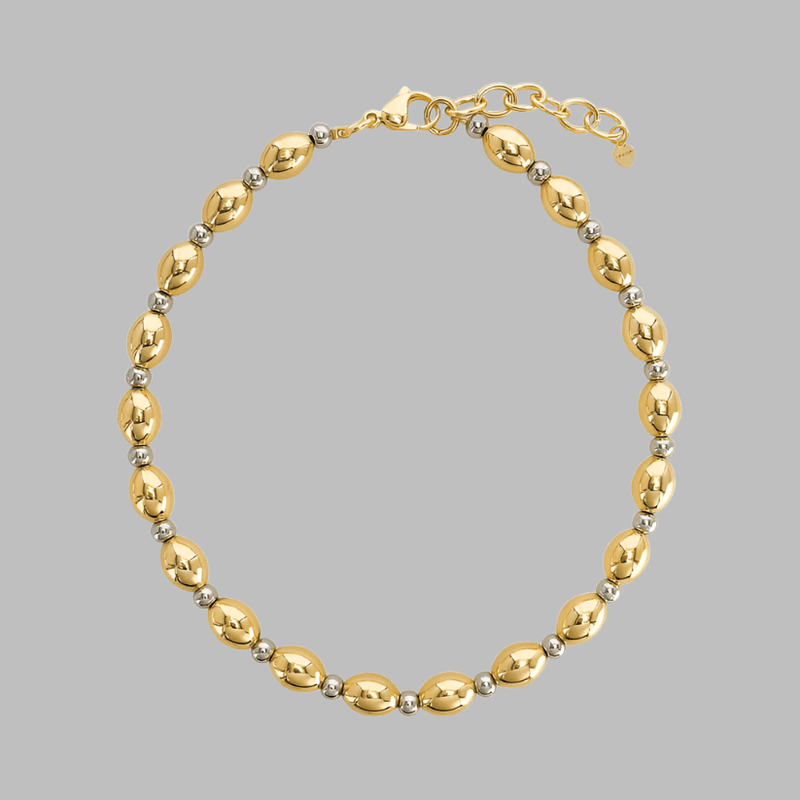 Brass YGP Two-Tone 18" Oval Bead Necklace - Walter Bauman Jewelers