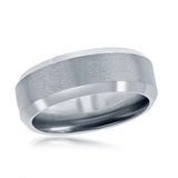 Brushed and Polished Silver 8mm Tungsten Ring - Walter Bauman Jewelers