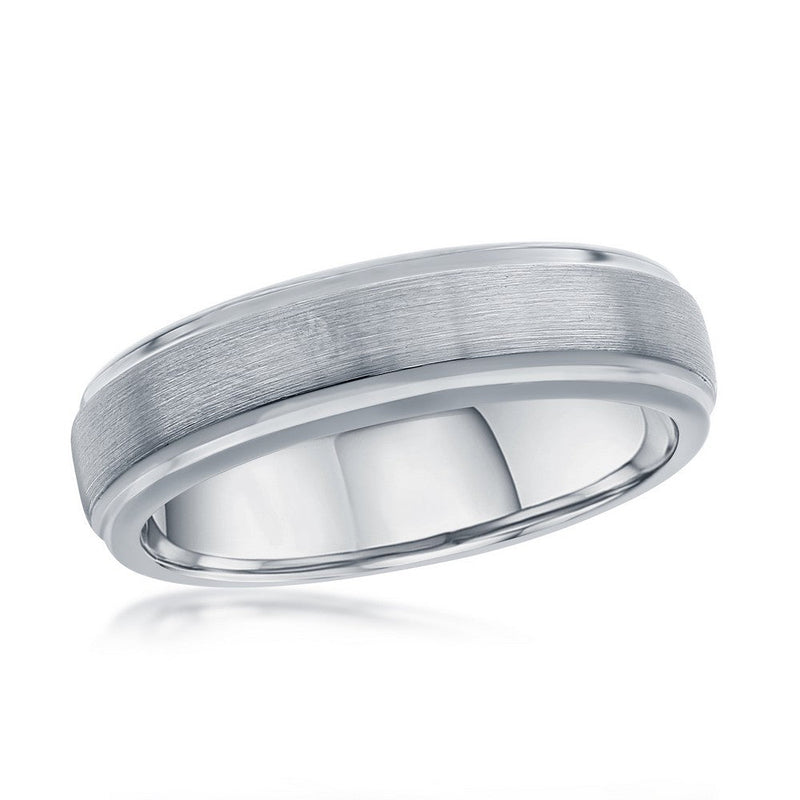 Brushed & Polished 6mm Tungsten Ring - Walter Bauman Jewelers