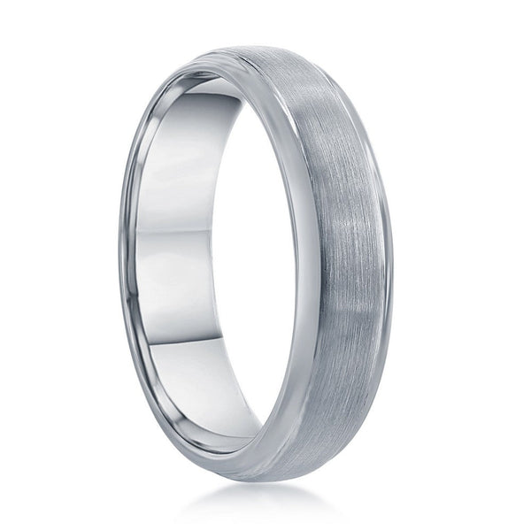 Brushed & Polished 6mm Tungsten Ring - Walter Bauman Jewelers