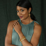 Brass YGP  Teak Wood Pathway Link Bracelet 7.5"