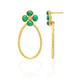 Brass YGP Malachite Berry Clover Teardrop Earrings