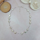 Coin Pearl Wire Chain Link Necklace - Walter Bauman Jewelers