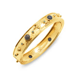 Brass YGP  Labradorite and Blue Topaz Cleopatra Hinged Bangle