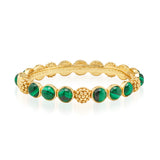 Brass YGP  Malachite Berry Gem Hinged Bangle