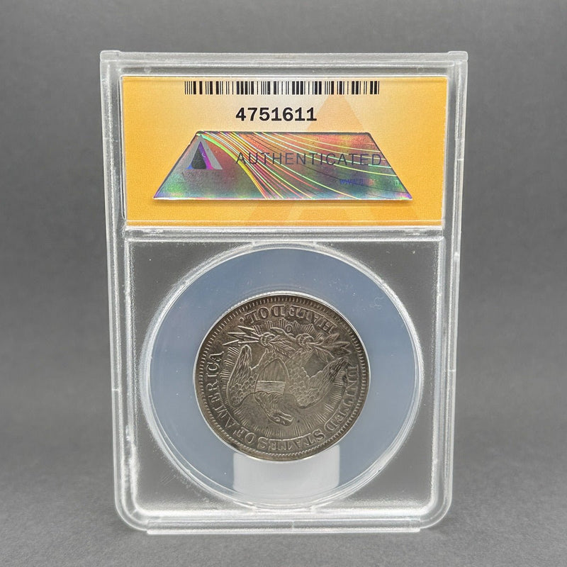 Estate 0.9 Fine Silver 1853 O Arrow's & Rays Seated Liberty Half Dollar AU 50 - Walter Bauman Jewelers