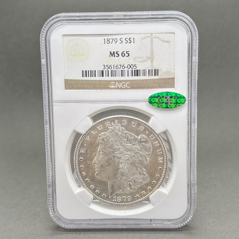 Estate 0.9 Fine Silver 1879 - S $1 Morgan Dollar NGC MS 65 - Walter Bauman Jewelers