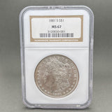 Estate 0.9 Fine Silver 1881 - S $1 Morgan Dollar NGC MS 67 - Walter Bauman Jewelers