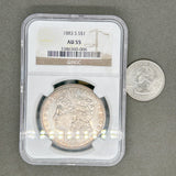 Estate 0.9 Fine Silver 1883 - S $1 Morgan Dollar NGC AU 55 - Walter Bauman Jewelers