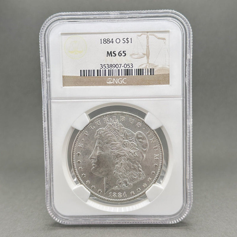 Estate 0.9 Fine Silver 1884 - O $1 Morgan Dollar NGC MS 65 - Walter Bauman Jewelers