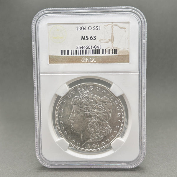 Estate 0.9 Fine Silver 1904 - O $1 Morgan Dollar NGC MS 63 - Walter Bauman Jewelers