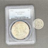 Estate 0.9 Fine Silver 1921 Morgan Dollar PCGSMS 65 - Walter Bauman Jewelers