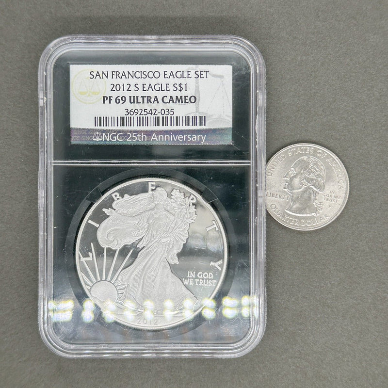 Estate 0.9 Fine Silver 2012 - S $1 Eagle Set NGC PF 69 Ultra Cameo - Walter Bauman Jewelers