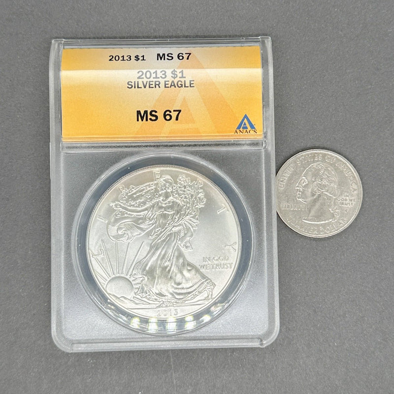 Estate 0.9 Fine Silver 2013 American Eagle Dollar MS 67 - Walter Bauman Jewelers