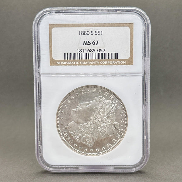 Estate 0.900 Fine Silver 1880 $1 Morgan Dollar NGC MS67 - Walter Bauman Jewelers
