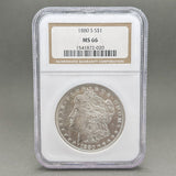 Estate 0.900 Fine Silver 1880 S $1 Morgan Dollar NGC MS66 - Walter Bauman Jewelers