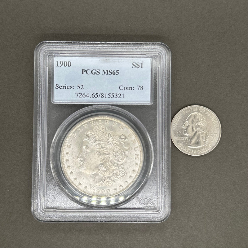 Estate 0.900 Fine Silver 1900 Morgan $1 PCGS MS65 Dollar Coin - Walter Bauman Jewelers