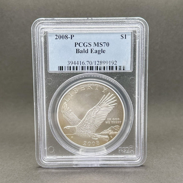 Estate 0.900 Fine Silver 2008 Bald Eagle $1 PCGS MS70 Dollar Coin - Walter Bauman Jewelers