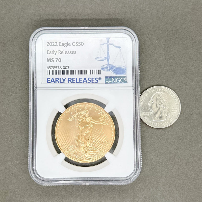 Estate 0.999 Fine 2022 Gold Eagle $50 Coin NGC MS70 - Walter Bauman Jewelers
