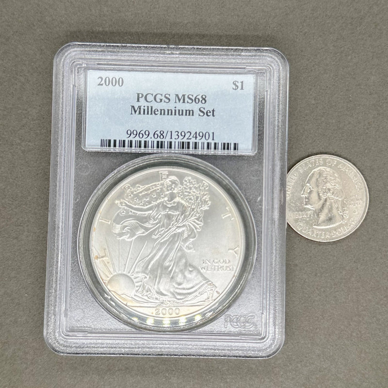 Estate 0.999 Fine Silver 2000 American Eagle $1 PCGS MS68 Dollar Coin - Walter Bauman Jewelers