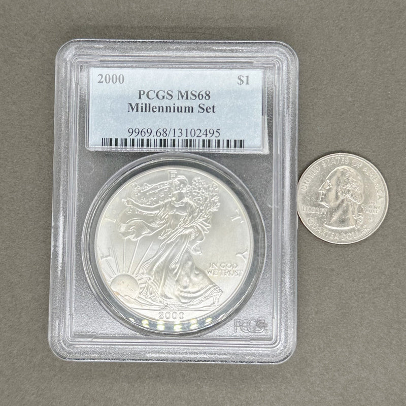 Estate 0.999 Fine Silver 2000 American Eagle $1 PCGS MS68 Dollar Coin - Walter Bauman Jewelers