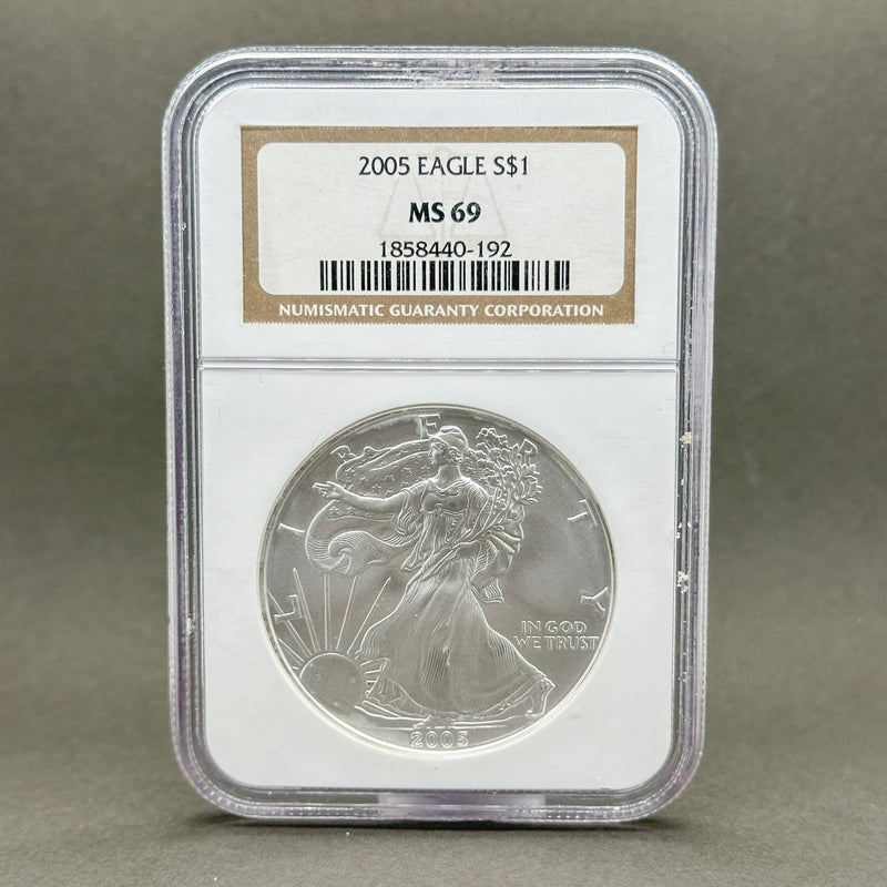 Estate 0.999 Fine Silver 2005 S$1 American Eagle Coin NGC MS69 - Walter Bauman Jewelers
