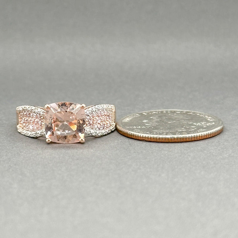 Estate 10K R Gold 2.87ct Morganite & 0.15ctw Light Pink & H - I/SI1 - 2 Diamond Ring - Walter Bauman Jewelers