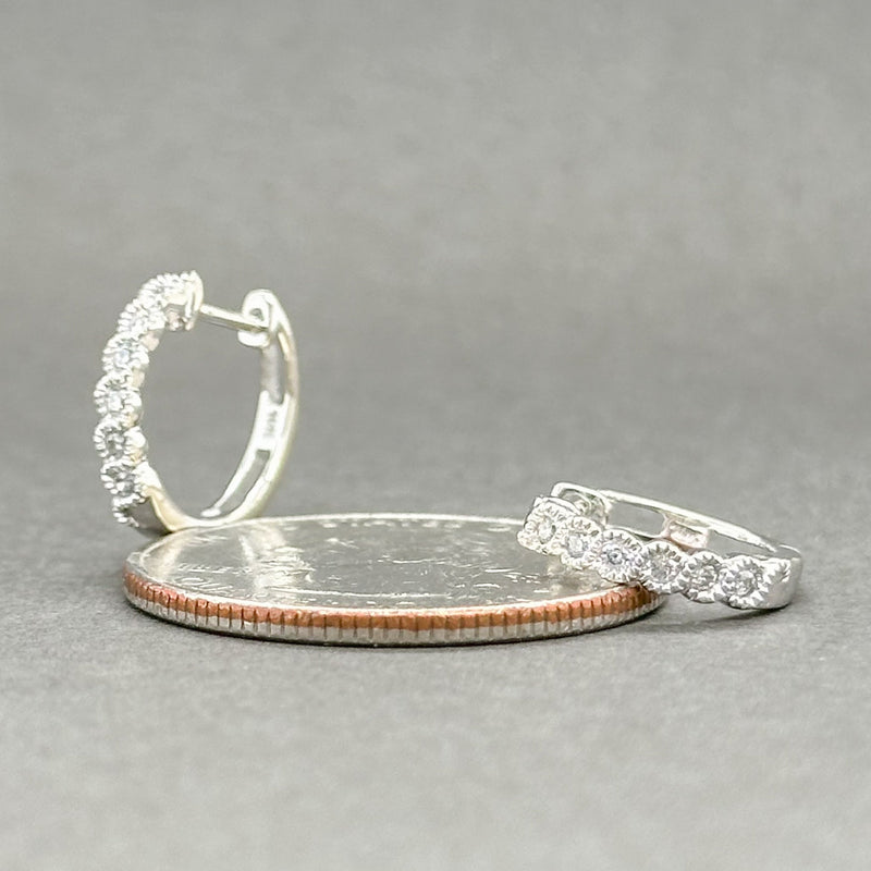 Estate 10K W Gold 0.18ctw H-I/SI1-2 Diamond Huggie Earrings - Walter Bauman Jewelers
