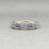 Estate 10K W Gold 0.22ctw Fancy Red & Blue/ SI1 - 2 Diamond Wavy Ring - Walter Bauman Jewelers