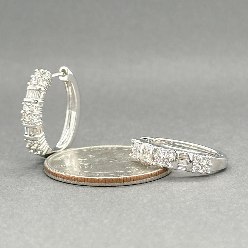 Estate 10K W Gold 0.25ctw H - I/VS2 - SI2 Diamond Hoop Earrings - Walter Bauman Jewelers