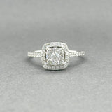 Estate 10K W Gold 0.40ctw H - I/SI1 - I1 Diamond Cluster Eng. Ring - Walter Bauman Jewelers