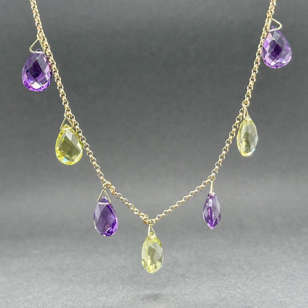 Estate 10K Y Gold 12.32ctw Purple & Green Amethyst Necklace - Walter Bauman Jewelers