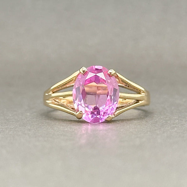 Estate 10K Y Gold 2.99ct Lab-Created Pink Sapphire Ring - Walter Bauman Jewelers