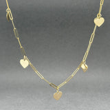 Estate 10K Y Gold 5 Heart Paperclip Chain Necklace - Walter Bauman Jewelers