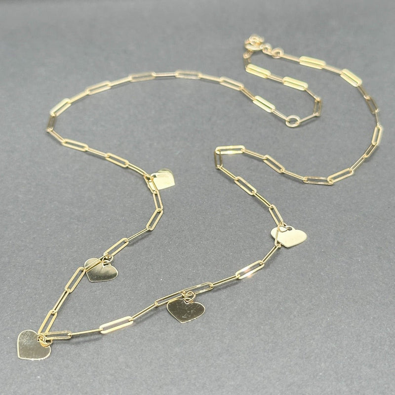 Estate 10K Y Gold 5 Heart Paperclip Chain Necklace - Walter Bauman Jewelers