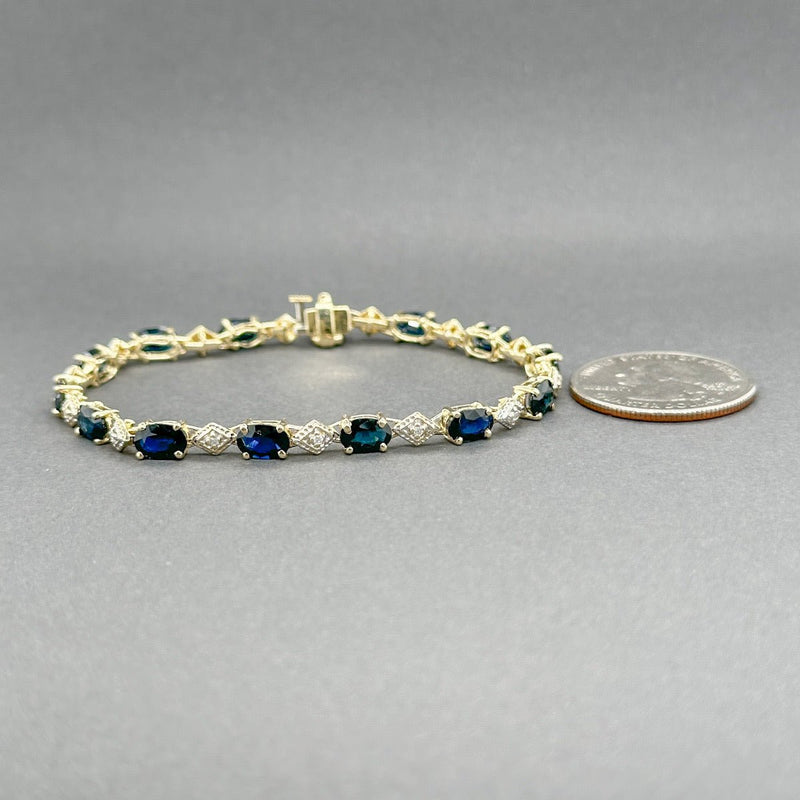 Estate 10K Y Gold 9.10ctw Sapphire & 0.05ctw H - I/SI2 - I1 Diamond Bracelet - Walter Bauman Jewelers