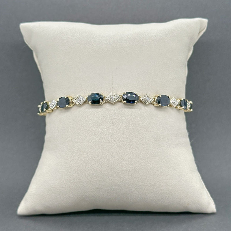 Estate 10K Y Gold 9.10ctw Sapphire & 0.05ctw H - I/SI2 - I1 Diamond Bracelet - Walter Bauman Jewelers