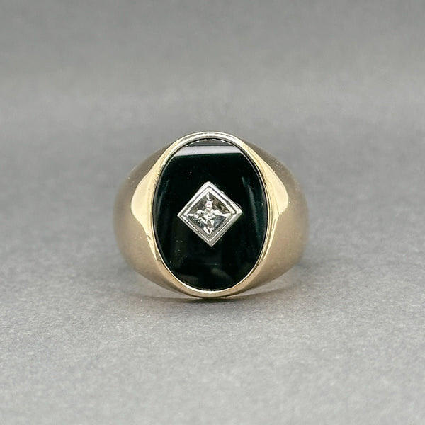 Estate 10K Y Gold Onyx Diamond Men's Ring Walter Bauman