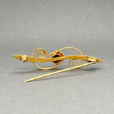 Estate 10K Y Gold Seed Pearl Swirl Pin - Walter Bauman Jewelers