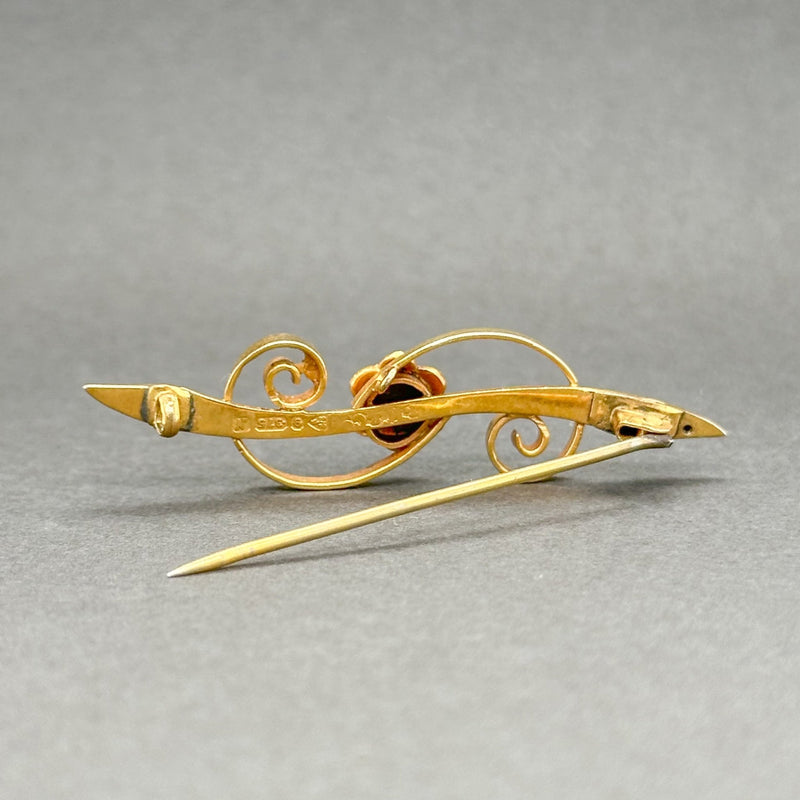 Estate 10K Y Gold Seed Pearl Swirl Pin - Walter Bauman Jewelers