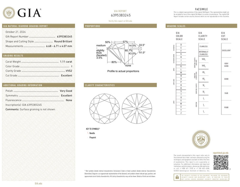 Estate 1.11ct I/VVS2 Round Brilliant Diamond GIA - Walter Bauman Jewelers