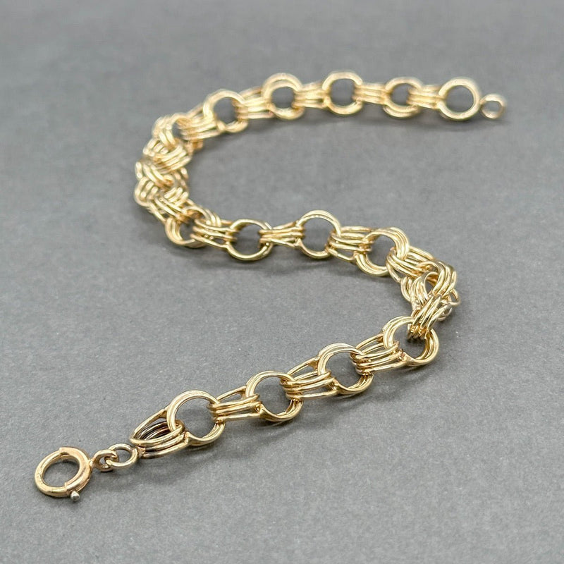 Estate 13K Y Gold 7.8mm Double Link Charm Bracelet - Walter Bauman Jewelers