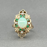 Estate 14K R Gold 3.14ctw Opal & Emerald & 0.09ctw H - I/SI1 Diamond Ring - Walter Bauman Jewelers