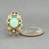 Estate 14K R Gold 3.14ctw Opal & Emerald & 0.09ctw H - I/SI1 Diamond Ring - Walter Bauman Jewelers