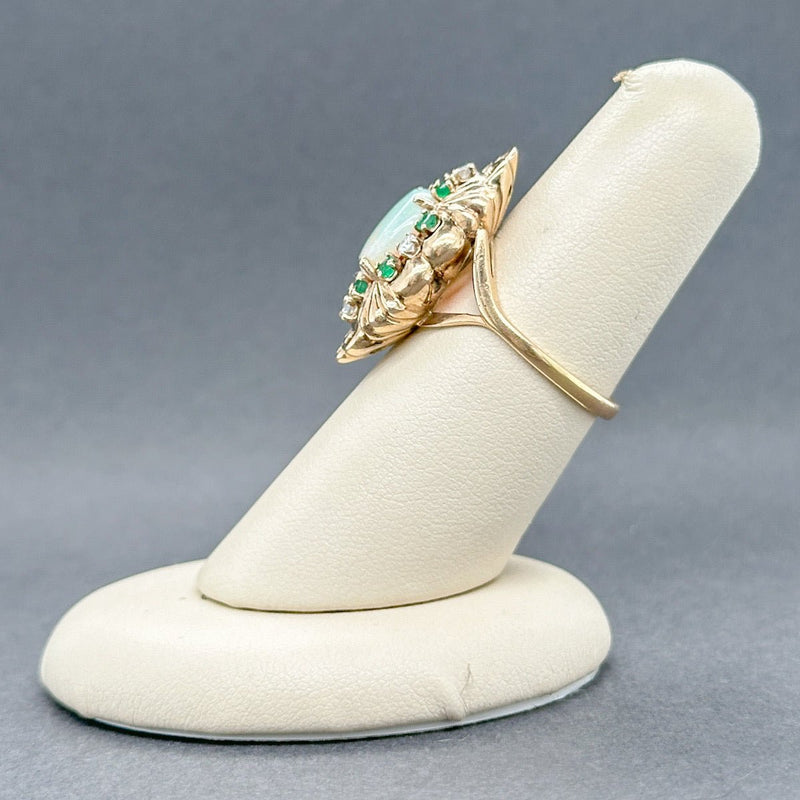 Estate 14K R Gold 3.14ctw Opal & Emerald & 0.09ctw H - I/SI1 Diamond Ring - Walter Bauman Jewelers